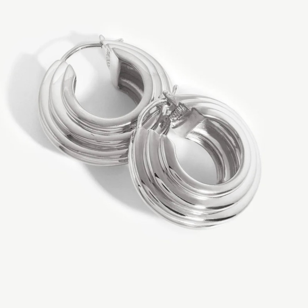 Missoma Lucy Williams Medium Chunky Ridge Hoop Earrings in Sterling Silver